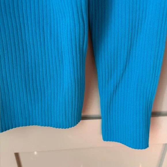 NWT INC International Concepts by Macy's Blue Ribbed Top w buckle detail SZ L - Picture 5 of 8